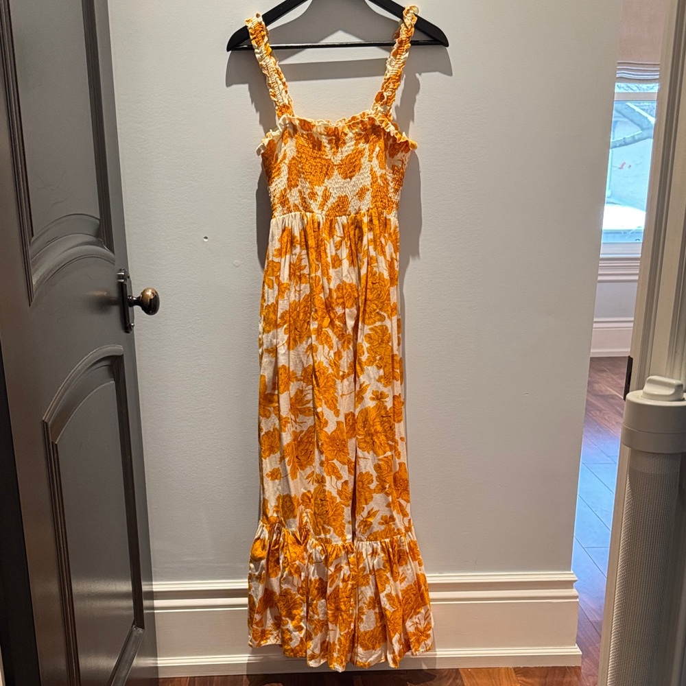 River Island Orange and White Floral Maxi Dress